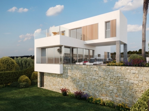 Villas Modernas con sótano y vistas al golf
