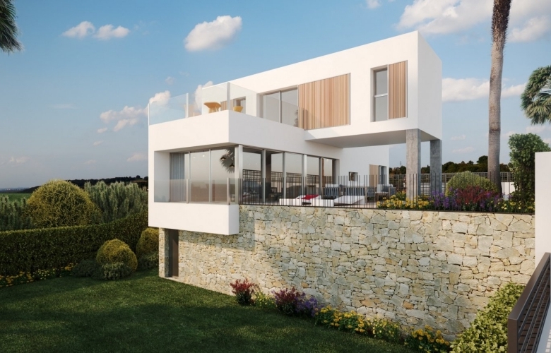 Villas Modernas con sótano y vistas al golf