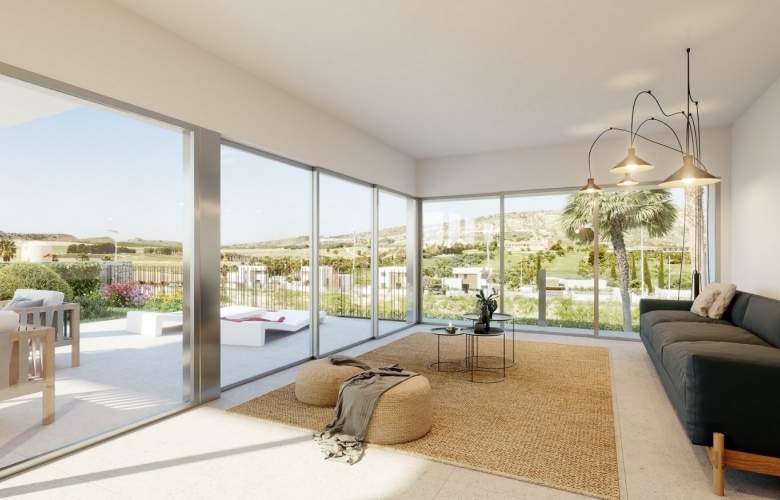Villas Modernas con sótano y vistas al golf