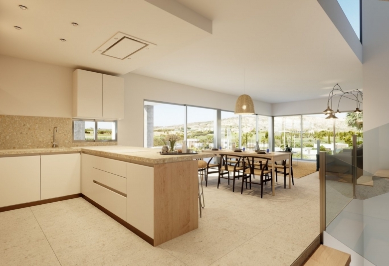 Villas Modernas con sótano y vistas al golf