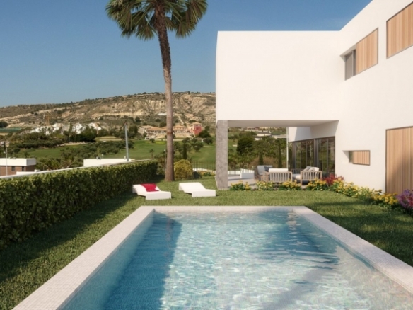Villas Modernas con sótano y vistas al golf