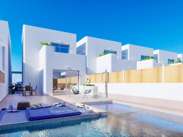 VILLA PAREADA DE NUEVA CONSTRUCCION DE ESTILO IBICENCO EN LOS ALCAZARES