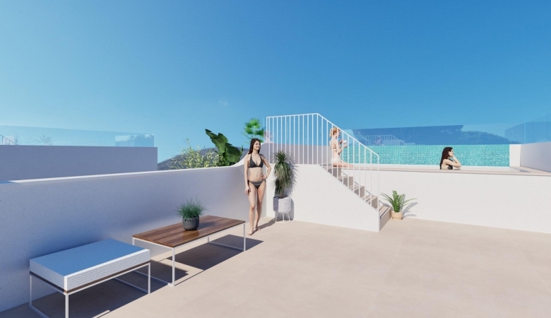 Bungalow de planta alta a la venta con solarium a 150m. de la Playa De Las Higuericas En Torre De La
