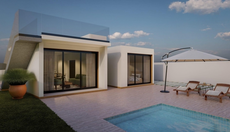 Villa de estilo ibicenco de una sola planta de 3 dormitorios a la venta en Fortuna(Murcia)