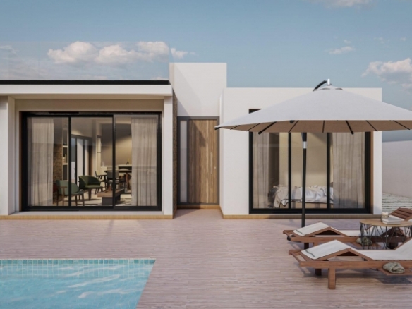Villa de estilo ibicenco de una sola planta de 3 dormitorios a la venta en Fortuna(Murcia)