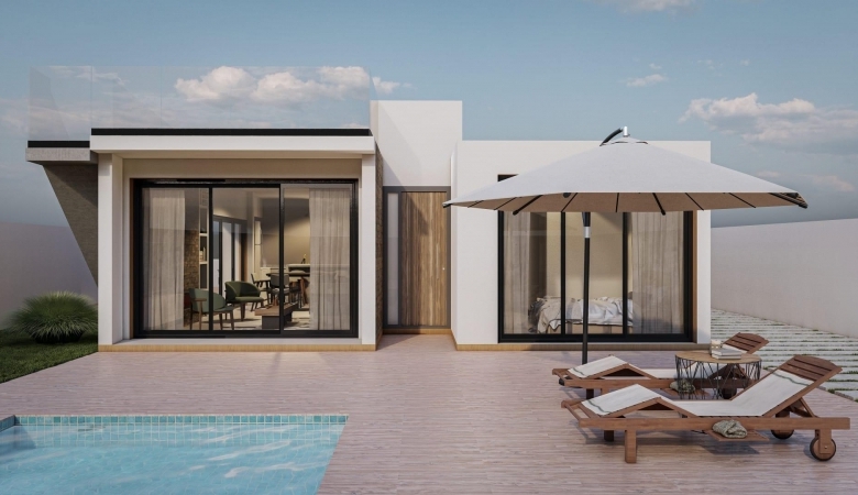 Villa de estilo ibicenco de una sola planta de 3 dormitorios a la venta en Fortuna(Murcia)