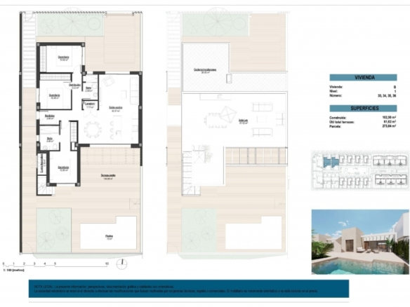 Villa obra nueva con piscina y garaje en Los Alcázares