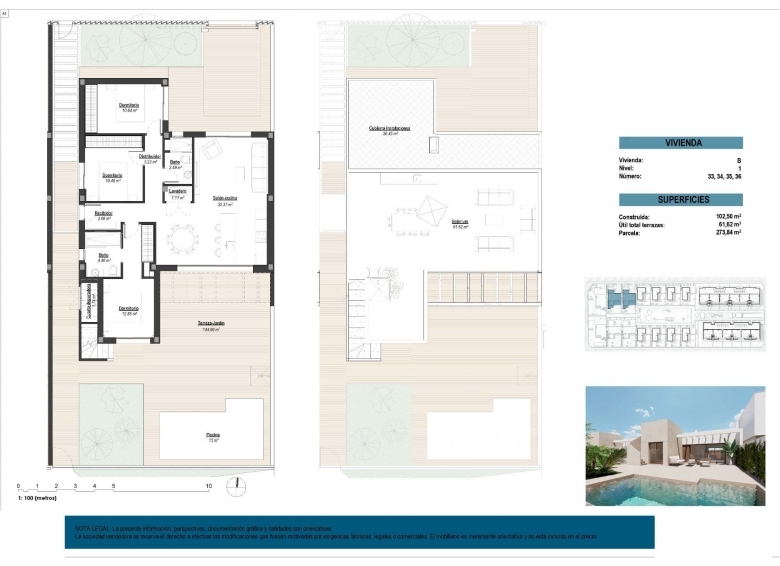 Villa obra nueva con piscina y garaje en Los Alcázares