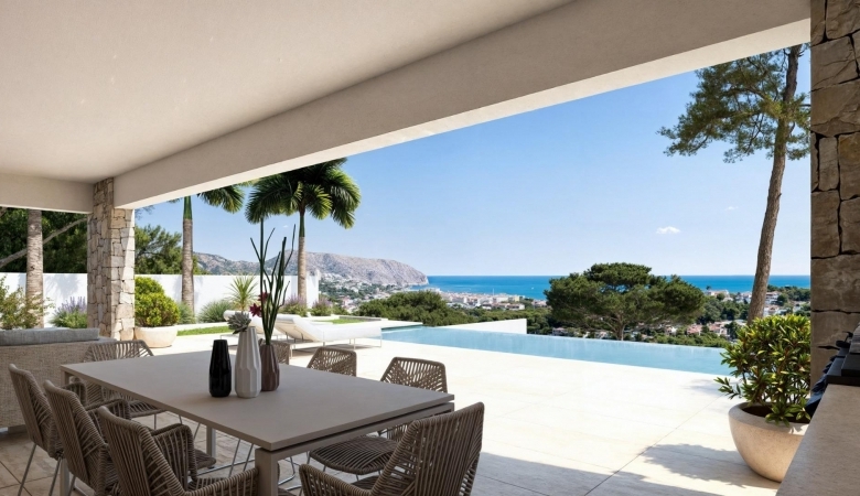Villa de lujo de 4 dormitorios y piscina privada con vistas al mar en Moraira