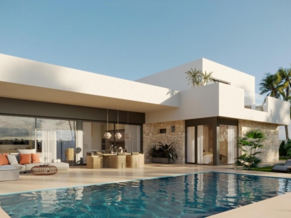 Villa en venta obra nueva con piscina en Aspe