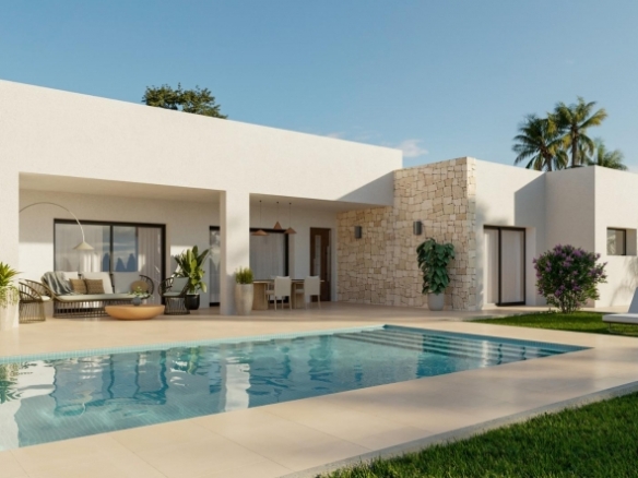 Villa en venta obra nueva con piscina en Aspe