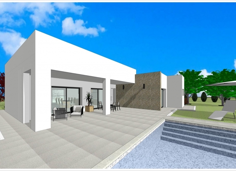 Villa en venta obra nueva con piscina en Aspe