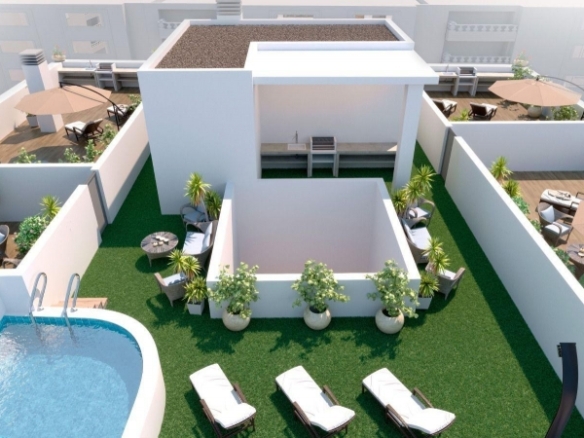 Ático moderno de 2 dormitorios con solarium privado a la venta en el centro de Torrevieja(Alicante)