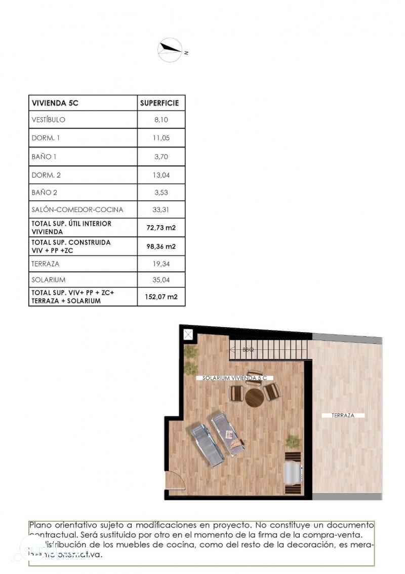 Ático moderno de 2 dormitorios con solarium privado a la venta en el centro de Torrevieja(Alicante)