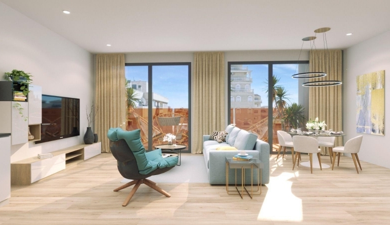 Ático moderno de 2 dormitorios con solarium privado a la venta en el centro de Torrevieja(Alicante)