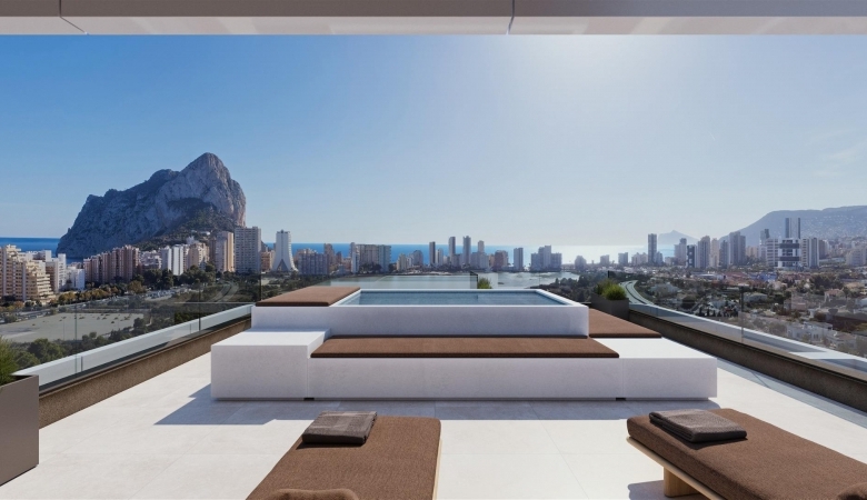 Apartamento de lujo de nueva construcción con 3 dormitorios con vistas al mar a la venta en Calpe, Costa Blanca