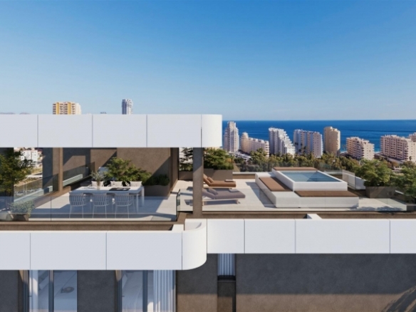 Apartamento de lujo de nueva construcción con 3 dormitorios con vistas al mar a la venta en Calpe, Costa Blanca