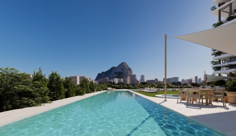 Apartamento de lujo de nueva construcción con 3 dormitorios con vistas al mar a la venta en Calpe, Costa Blanca