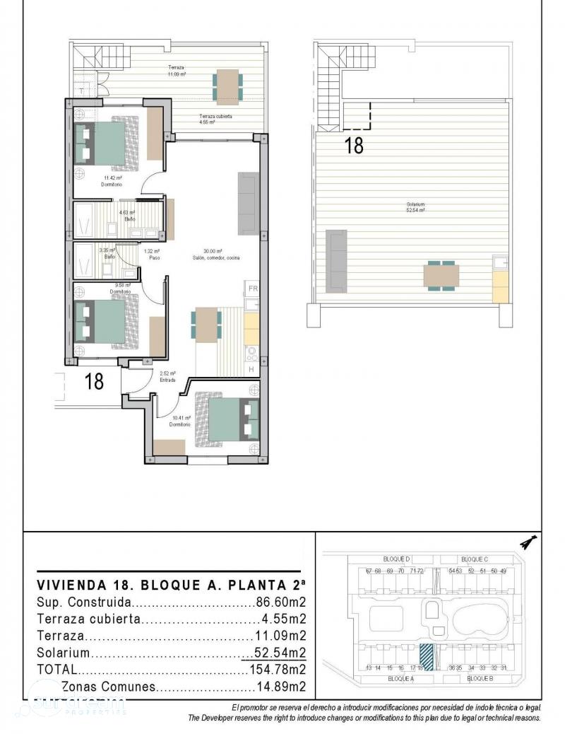 g_42368-15-22 Ático moderno de 3 dormitorios a la venta en San Cayetano, Torrepacheco, Murcia