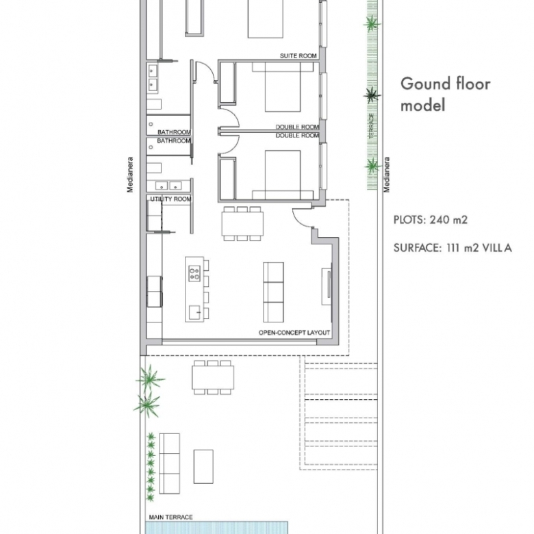 Villa de nueva construcción en una sola planta con 3 dormitorios y piscina privada en Los Alcázares