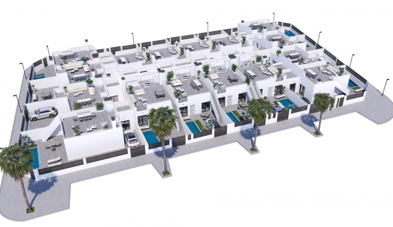 Villa pareada de nueva construcción con 2 dormitorios y  piscina privada en Torre Pacheco