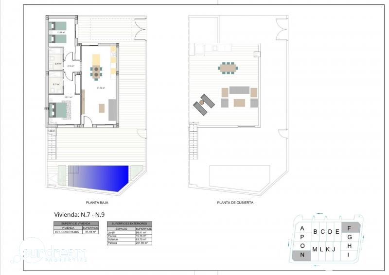 Villa pareada de nueva construcción con 2 dormitorios y  piscina privada en Torre Pacheco