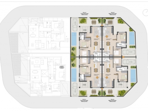 Villa de nueva construcción semiindependiente con 2 dormitorios y piscina privada en Torre Pacheco