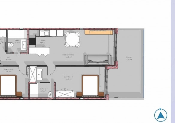 Apartamento moderno amueblado con 2 dormitorios en complejo redidencial de Guardamar