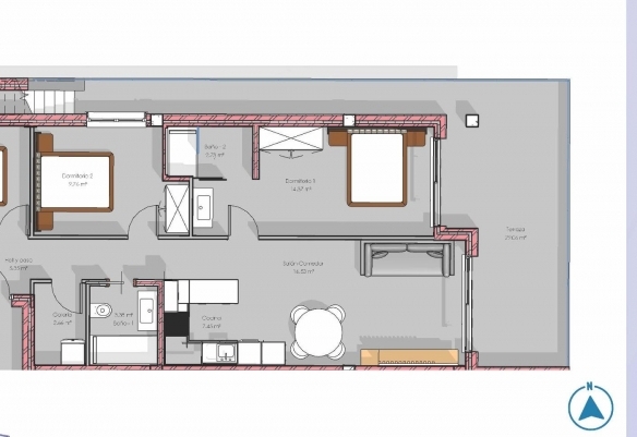 Moderno ático de nueva construcción con 3 dormitorios completamente amueblado en Guardamar