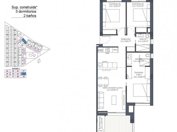 Apartamento de nueva construcción con 3 dormitorios cerca de la playa a la venta en La Serena Golf – Los Alcazares