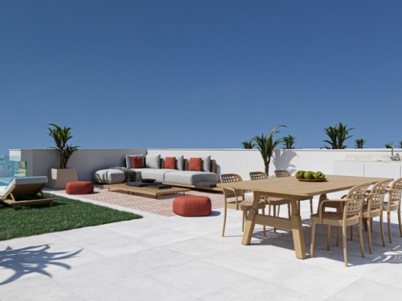 Villa de una sola planta de 3 dormitorios con piscina privada y solárium en El Jimenado, Murcia