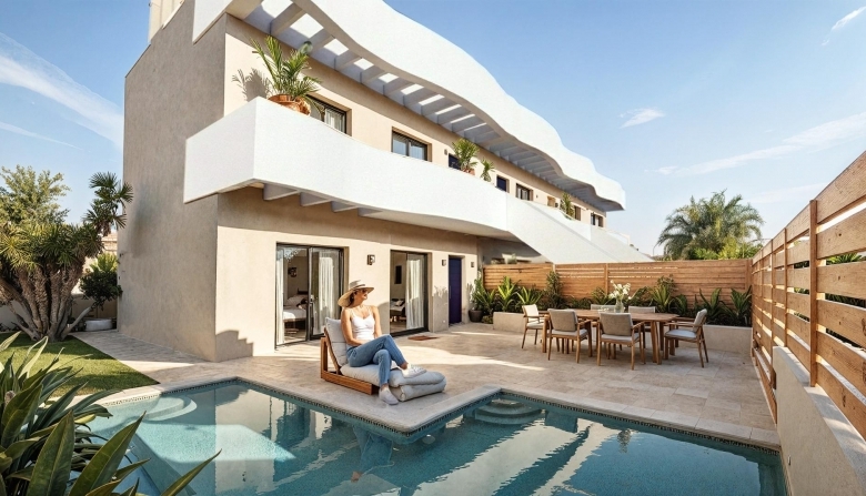 Bungalow de planta baja con 3 dormitorios y piscina privada a 2 km de la playa a la venta en Pilar de la Horadada