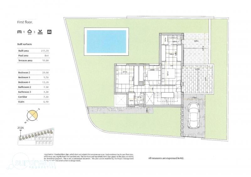 Villa de 4 dormitorios con piscina privada y vistas al golf en Algorfa