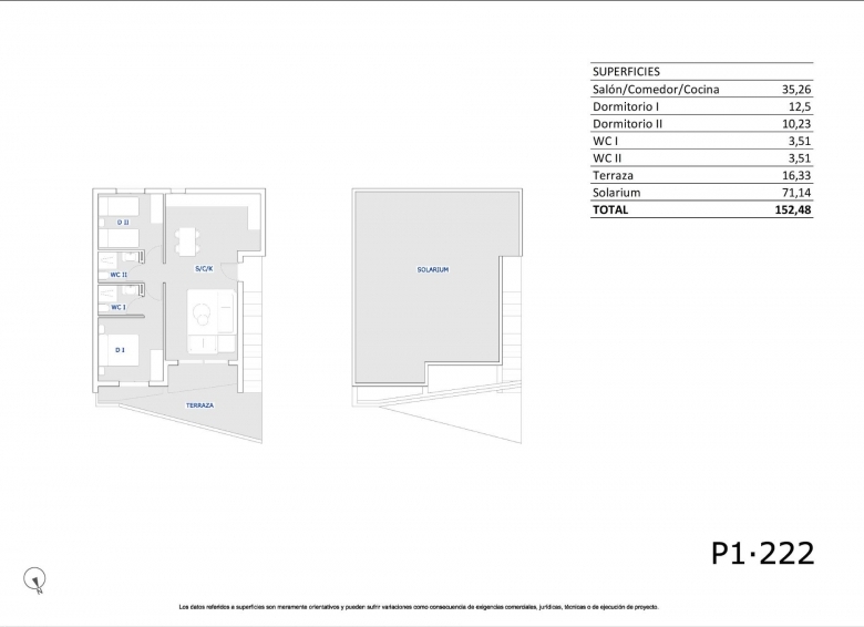 Bungalow de planta alta con 2 dormitorios y solarium privado en San Miguel de Salinas(Alicante)
