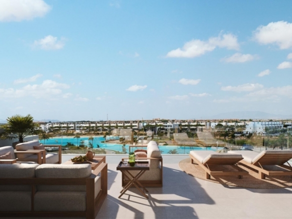 Ático de 3 dormitorios con solarium privado y jacuzzi en el Santa Rosalia Lake – Murcia