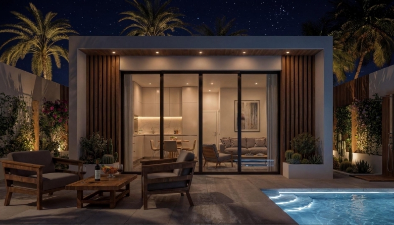 Apartamento turístico de lujo de 1 dormitorio con playa privada en primera línea de Vera Playa-Almería