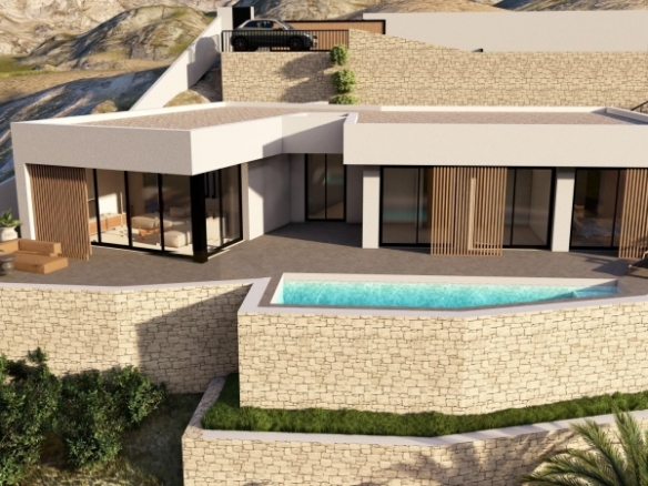 Exclusiva villa de una planta con 3 dormitorios y  piscina privada en parcela de 1.000 m2 en Pedreguer(Alicante)