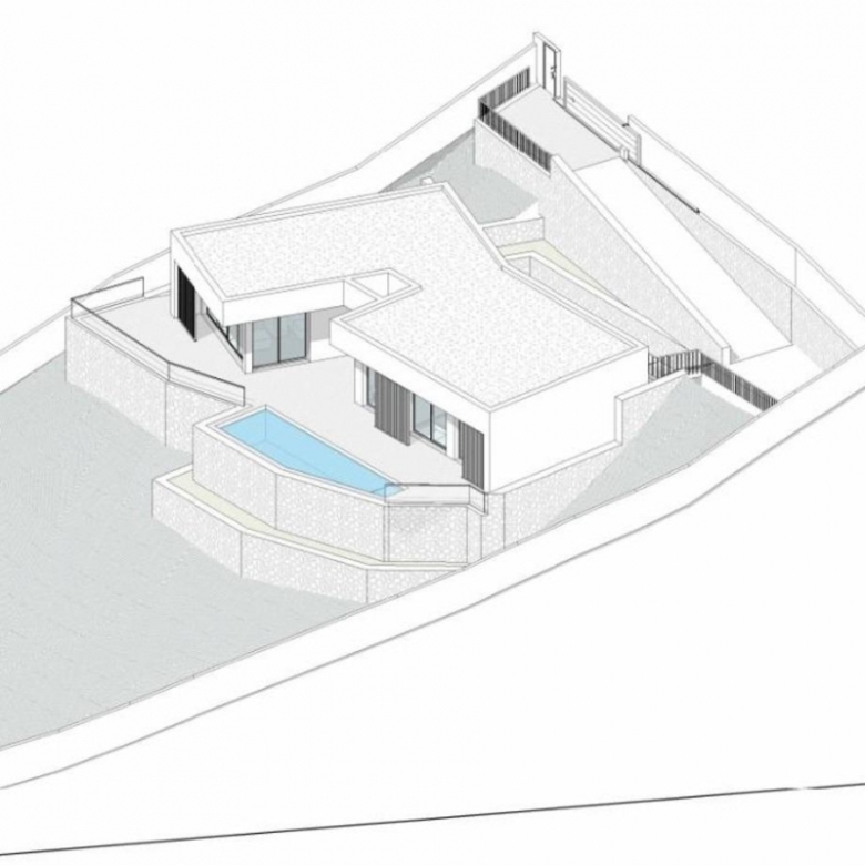 Exclusiva villa de una planta con 3 dormitorios y  piscina privada en parcela de 1.000 m2 en Pedreguer(Alicante)