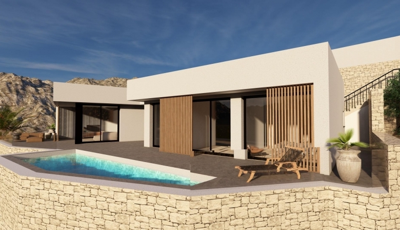 Exclusiva villa de una planta con 3 dormitorios y  piscina privada en parcela de 1.000 m2 en Pedreguer(Alicante)