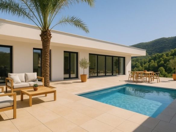 Villa de 3 dormitorios con piscina privada y vistas abiertas a la montaña en Pedreguer(Alicante)