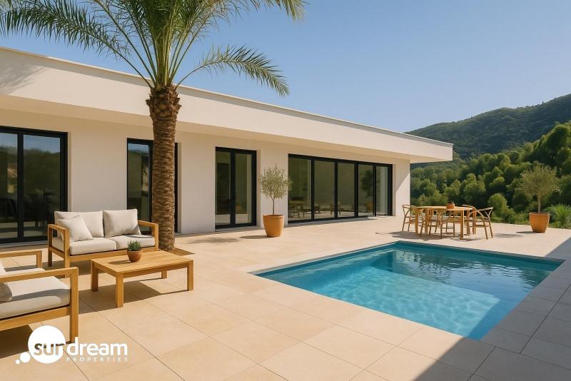 g_43210-3-1 Villa de 3 dormitorios con piscina privada y vistas abiertas a la montaña en Pedreguer(Alicante)