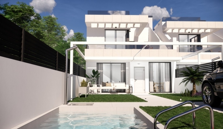 PRECIOSOS ADOSADOS DE 3 DORMITORIOS CON PISCINA Y SOLARIUM EN ROJALES