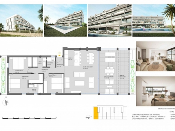 Apartamento en planta baja de 3 dormitorios en Mar de Cristal