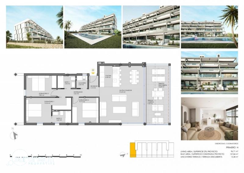 Apartamento en primera planta de  3 dormitorios en Mar de Cristal(Cartagena)