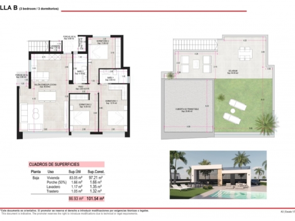 VILLAS DE 3 DORM DE NUEVA CONSTRUCCIÓN EN ALHAMA DE MURCIA