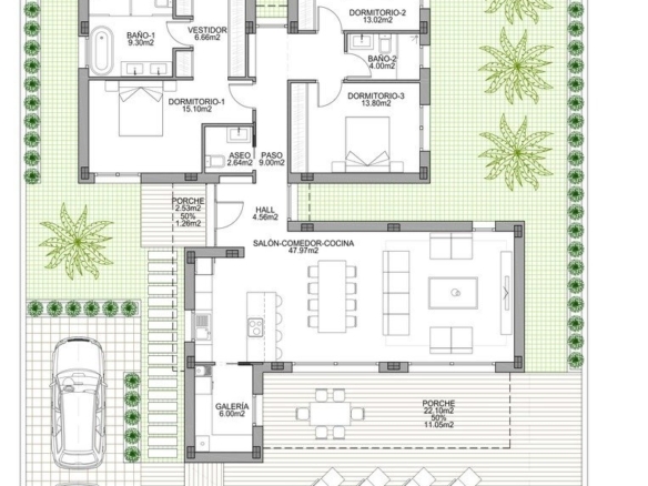 FANTÁSTICA VILLA DE UNA SOLA PLANTA DE 3 DORM.DE NUEVA CONSTRUCCIÓN EN BENIJÓFAR(ALICANTE)