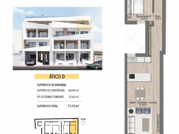 Ático en venta a 250m de la Playa del Cura en Torrevieja