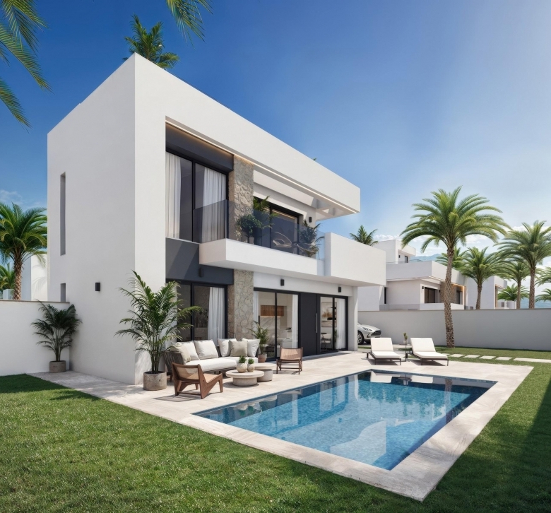 Villa en venta obra nueva con piscina en Torre Pacheco