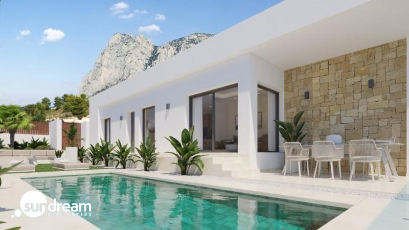 g_41466-13-1 Villa de 3 dormitorios en una planta con piscina privada y sótano a la venta en Finestrat