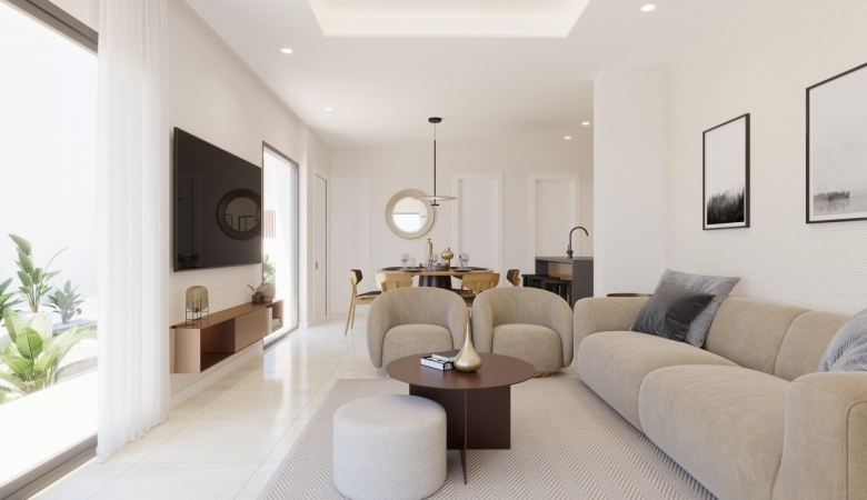 Villa de 3 dormitorios en una planta con piscina privada y sótano a la venta en Finestrat